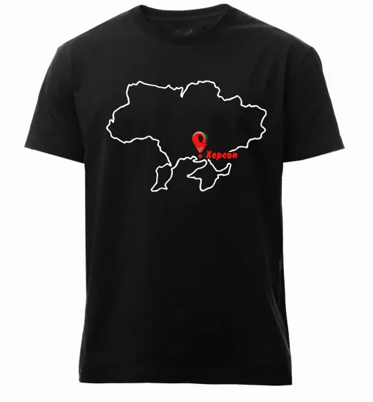 Чоловіча преміум футболка Херсон карта Чорний фото
