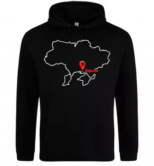 Жіноча толстовка (худі) Херсон карта Чорний фото