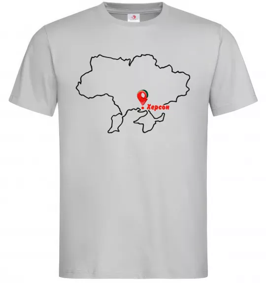 Чоловіча футболка Херсон карта Сірий фото