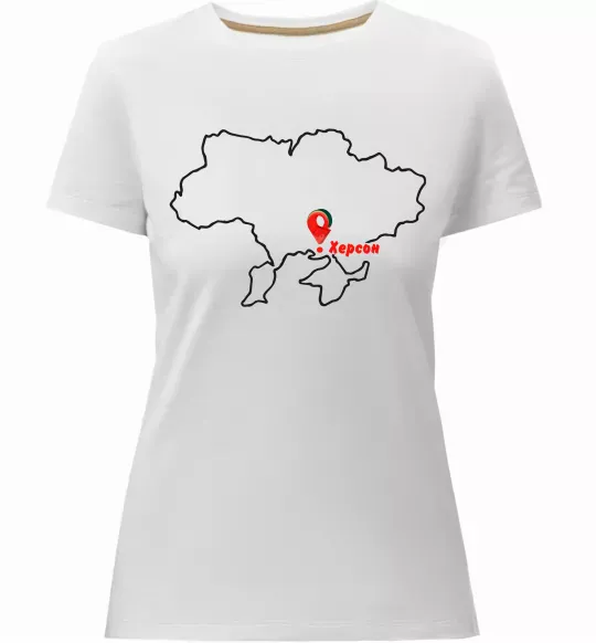 Жіноча преміум футболка Херсон карта Білий фото