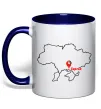 Чашка з кольоровою ручкою Херсон карта Глибокий темно-синій фото