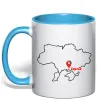 Чашка з кольоровою ручкою Херсон карта Блакитний фото
