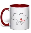 Чашка з кольоровою ручкою Херсон карта Червоний фото