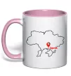 Чашка з кольоровою ручкою Херсон карта Ніжно рожевий фото