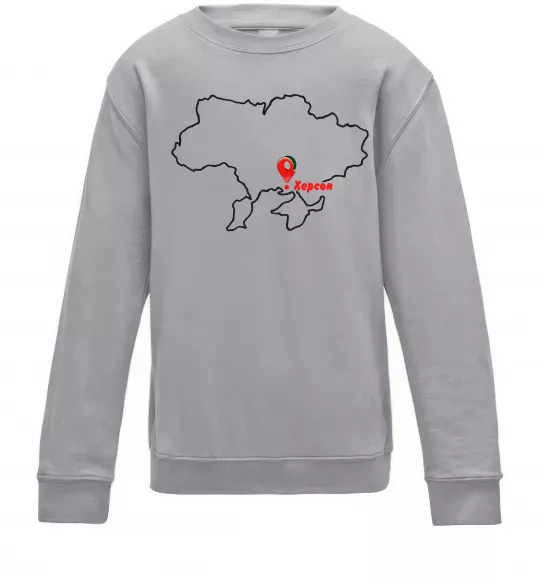 Детский Свитшот Херсон карта Серый меланж фото