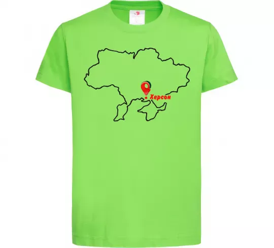 Детская футболка Херсон карта Лаймовый фото