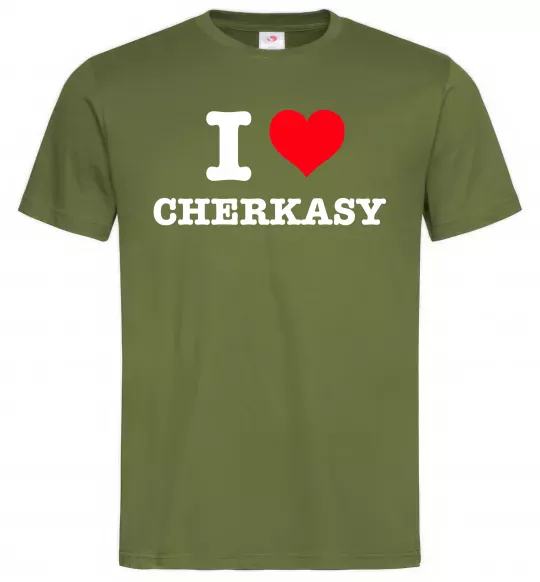 Мужская футболка I love Cherkasy Оливковый фото