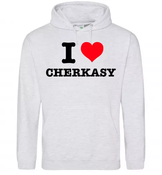 Женская толстовка (худи) I love Cherkasy Серый меланж фото