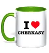 Чашка с цветной ручкой I love Cherkasy Лаймовый фото