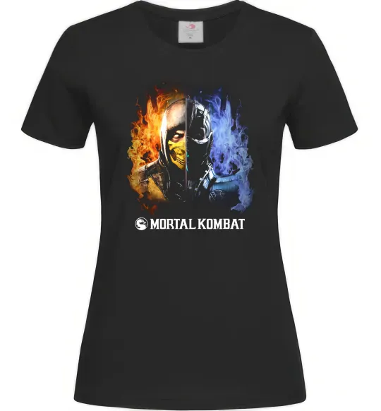 Женская футболка Scorpion and Sub-zero Mortal Kombat Черный фото