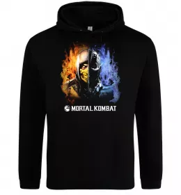 Женская толстовка (худи) Scorpion and Sub-zero Mortal Kombat Черный фото