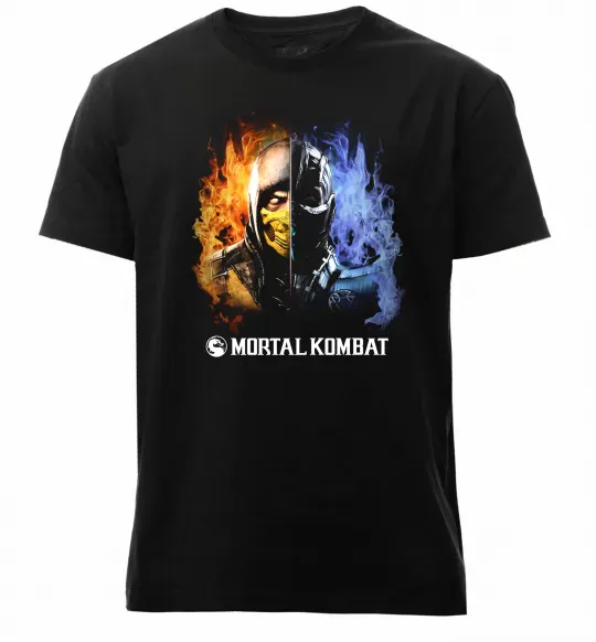 Мужская премиум футболка Scorpion and Sub-zero Mortal Kombat Черный фото