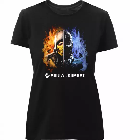 Жіноча преміум футболка Scorpion and Sub-zero Mortal Kombat Чорний фото