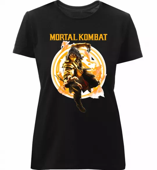 Женская премиум футболка Scorpion Mortal Kombat Черный фото