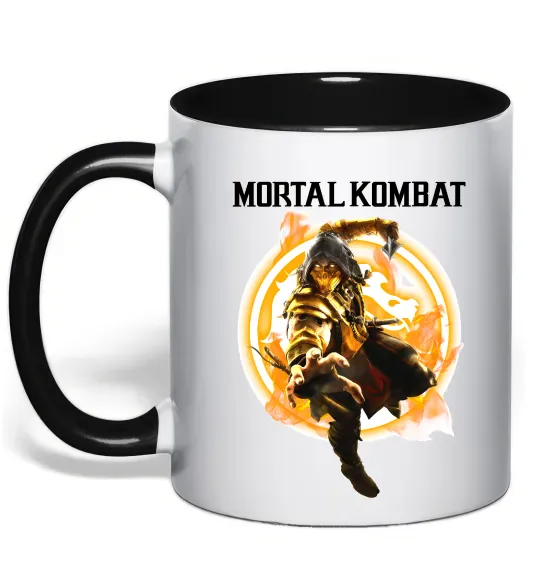 Чашка з кольоровою ручкою Scorpion Mortal Kombat Чорний фото