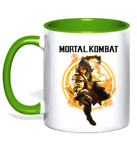Чашка з кольоровою ручкою Scorpion Mortal Kombat Зелений фото