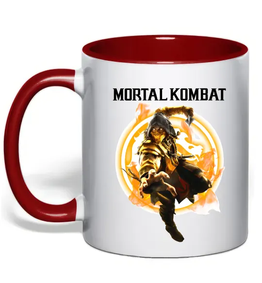 Чашка з кольоровою ручкою Scorpion Mortal Kombat Червоний фото