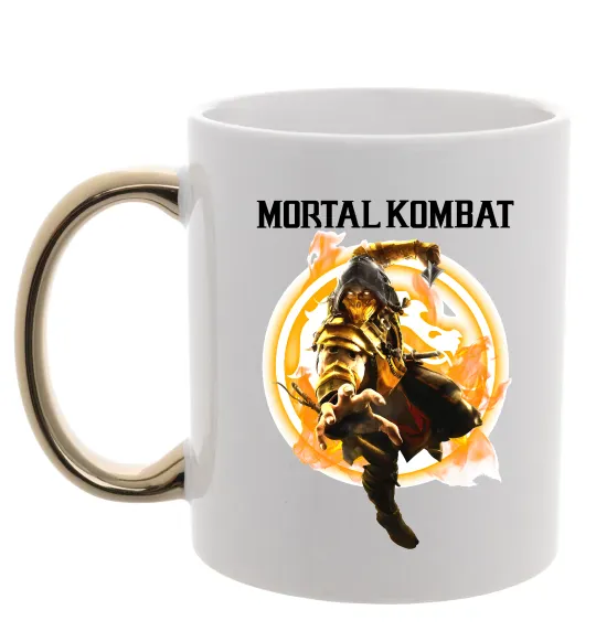 Чашка з кольоровою ручкою Scorpion Mortal Kombat Золото фото