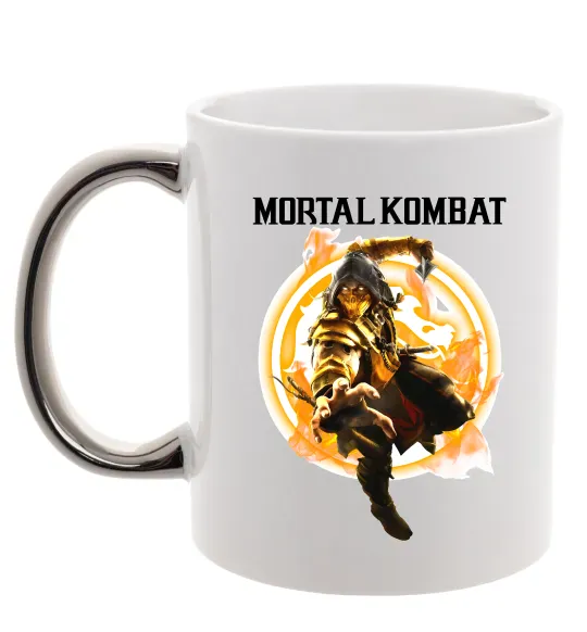 Чашка з кольоровою ручкою Scorpion Mortal Kombat Срібло фото