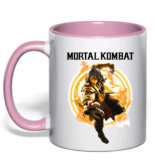 Чашка з кольоровою ручкою Scorpion Mortal Kombat Ніжно рожевий фото