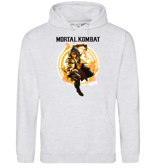Мужская толстовка (худи) Scorpion Mortal Kombat Серый меланж фото