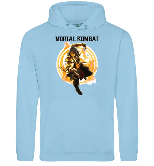 Чоловіча толстовка (худі) Scorpion Mortal Kombat Блакитний фото