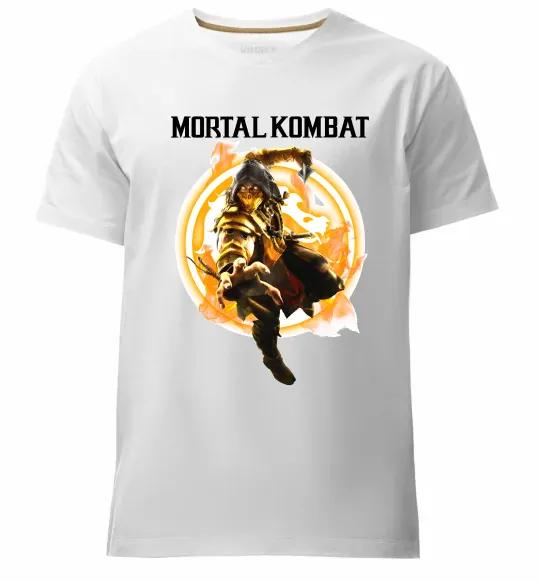 Мужская премиум футболка Scorpion Mortal Kombat Белый фото