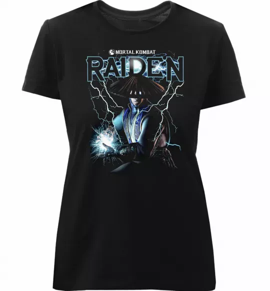 Женская премиум футболка Raiden Mortal Kombat Черный фото