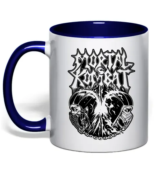 Чашка с цветной ручкой Mortal Kombat art Глубокий темно-синий фото