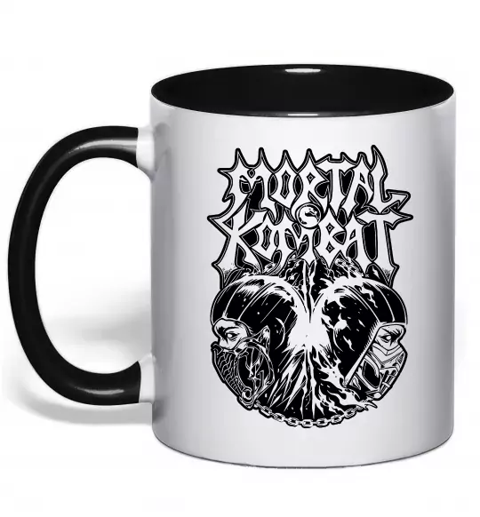 Чашка с цветной ручкой Mortal Kombat art Черный фото