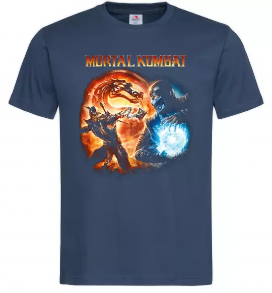 Мужская футболка Mortal Kombat logo fight Темно-синий фото