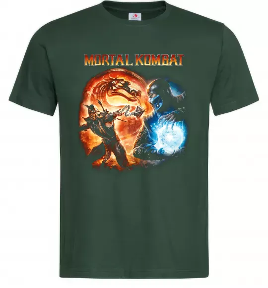 Мужская футболка Mortal Kombat logo fight Темно-зеленый фото