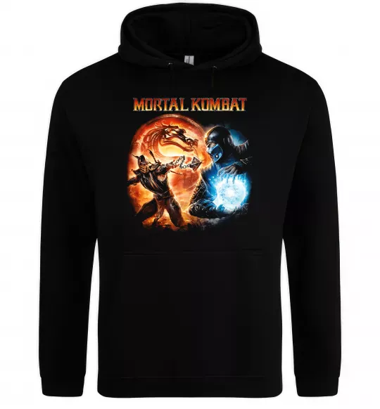Мужская толстовка (худи) Mortal Kombat logo fight Черный фото