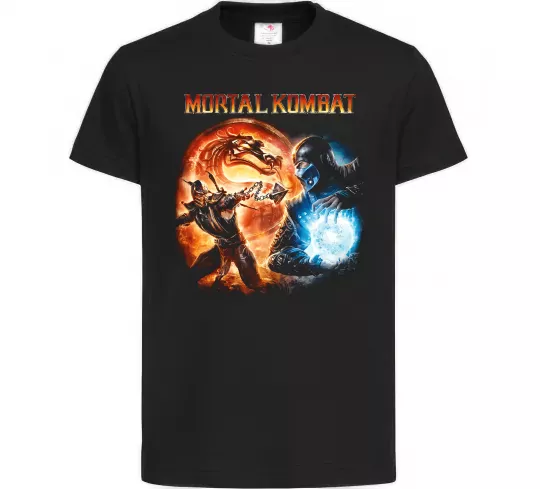 Дитяча футболка Mortal Kombat logo fight Чорний фото