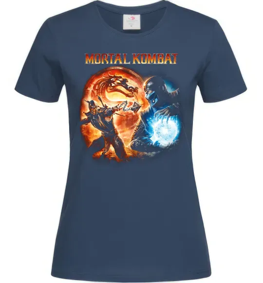 Женская футболка Mortal Kombat logo fight Темно-синий фото