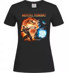 Женская футболка Mortal Kombat logo fight Черный фото