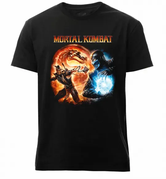 Чоловіча преміум футболка Mortal Kombat logo fight Чорний фото