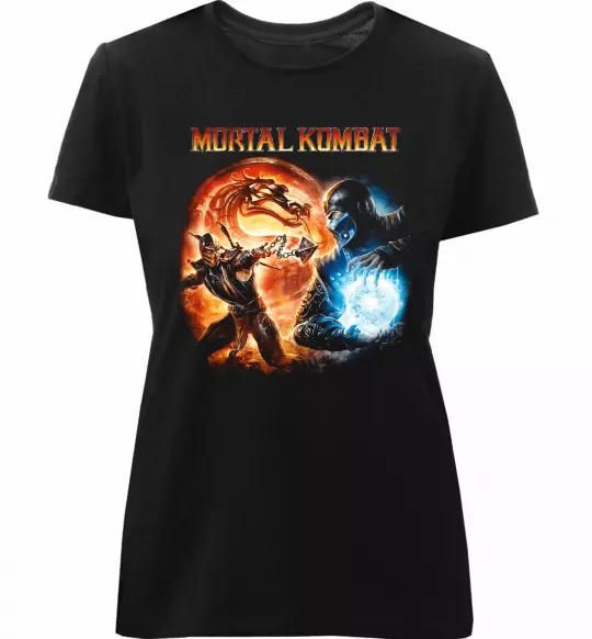 Жіноча преміум футболка Mortal Kombat logo fight Чорний фото