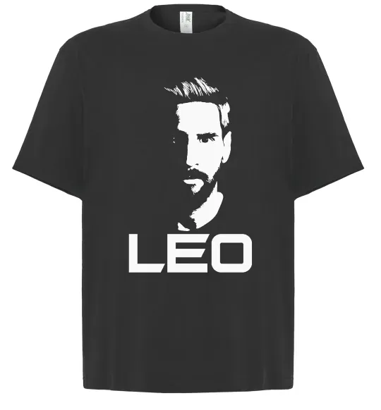 Футболка Оверсайз Leo portrait Черный фото