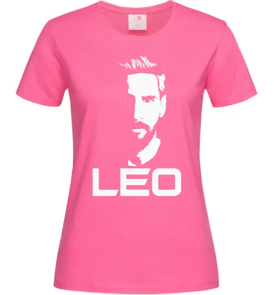 Жіноча футболка Leo portrait Яскраво-рожевий фото