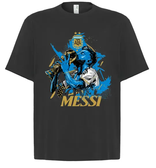 Футболка Оверсайз Lionel Messi з кубком Черный фото