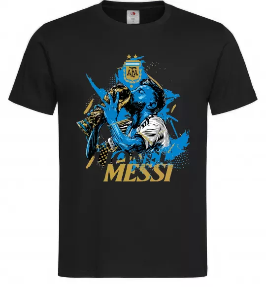 Чоловіча футболка Lionel Messi з кубком Чорний фото