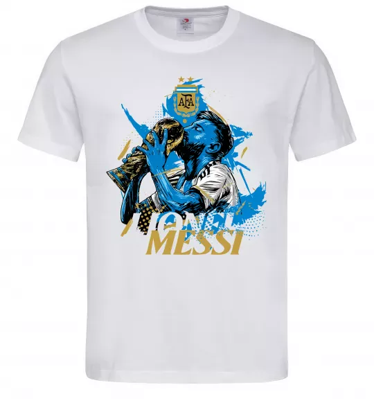 Чоловіча футболка Lionel Messi з кубком Білий фото