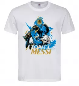 Мужская футболка Lionel Messi з кубком Белый фото
