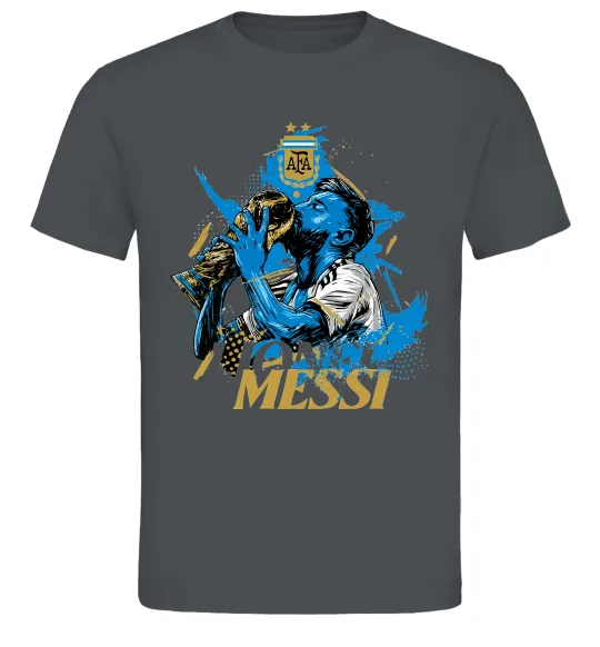 Чоловіча футболка Lionel Messi з кубком Графіт фото