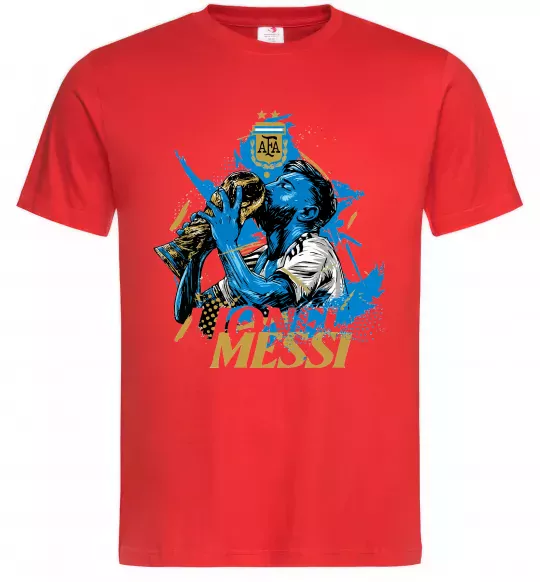 Чоловіча футболка Lionel Messi з кубком Червоний фото