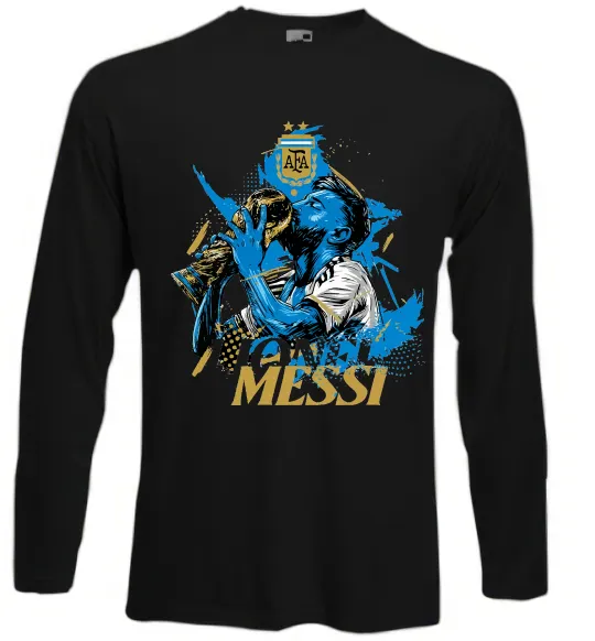 Лонгслів Lionel Messi з кубком Чорний фото