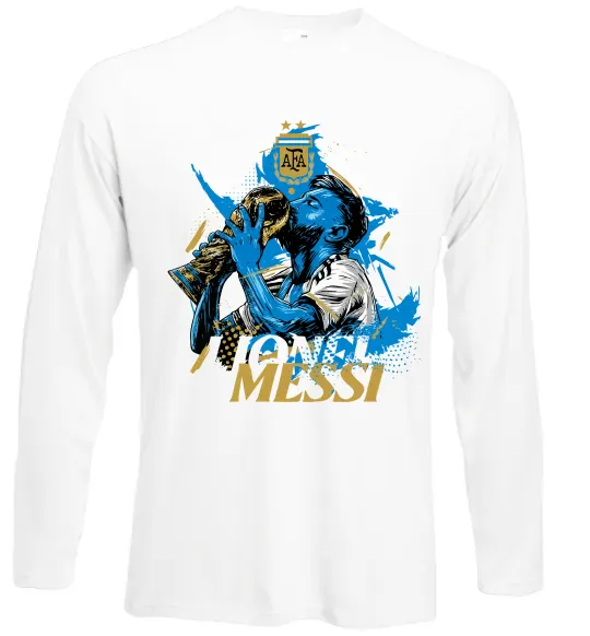 Лонгслів Lionel Messi з кубком Білий фото