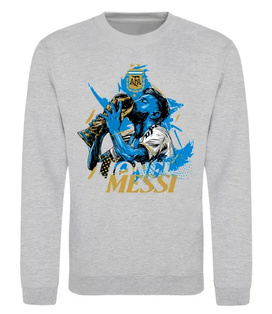 Світшот Lionel Messi з кубком Сірий меланж фото