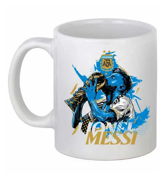 Чашка керамическая Lionel Messi з кубком Белый фото